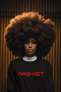 femme afro avec sweatshirt Africa first